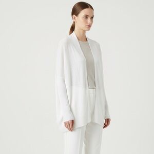 Eileen Fisher XL white organic linen open cardigan minimalist sweater